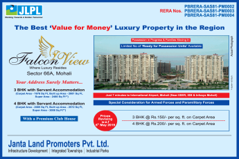 Limited no of ready for possession units are available at JLPL Falcon View in Mohali